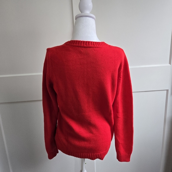 Tommy Hilfiger Womens Medium Red Cotton Snowflake Winter Sweater - Picture 2 of 11